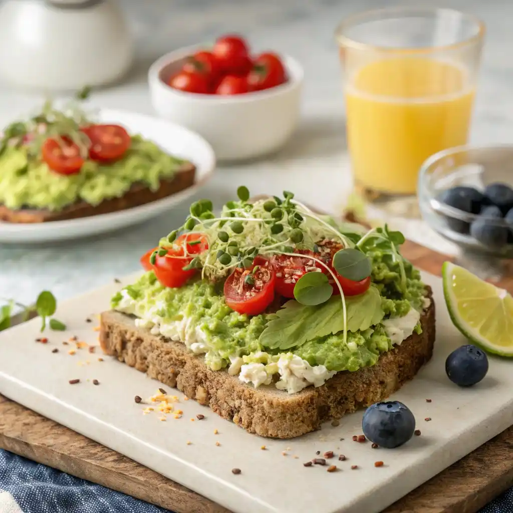 A Close Up Shot Of A Creative Avocado Toast Parfai
