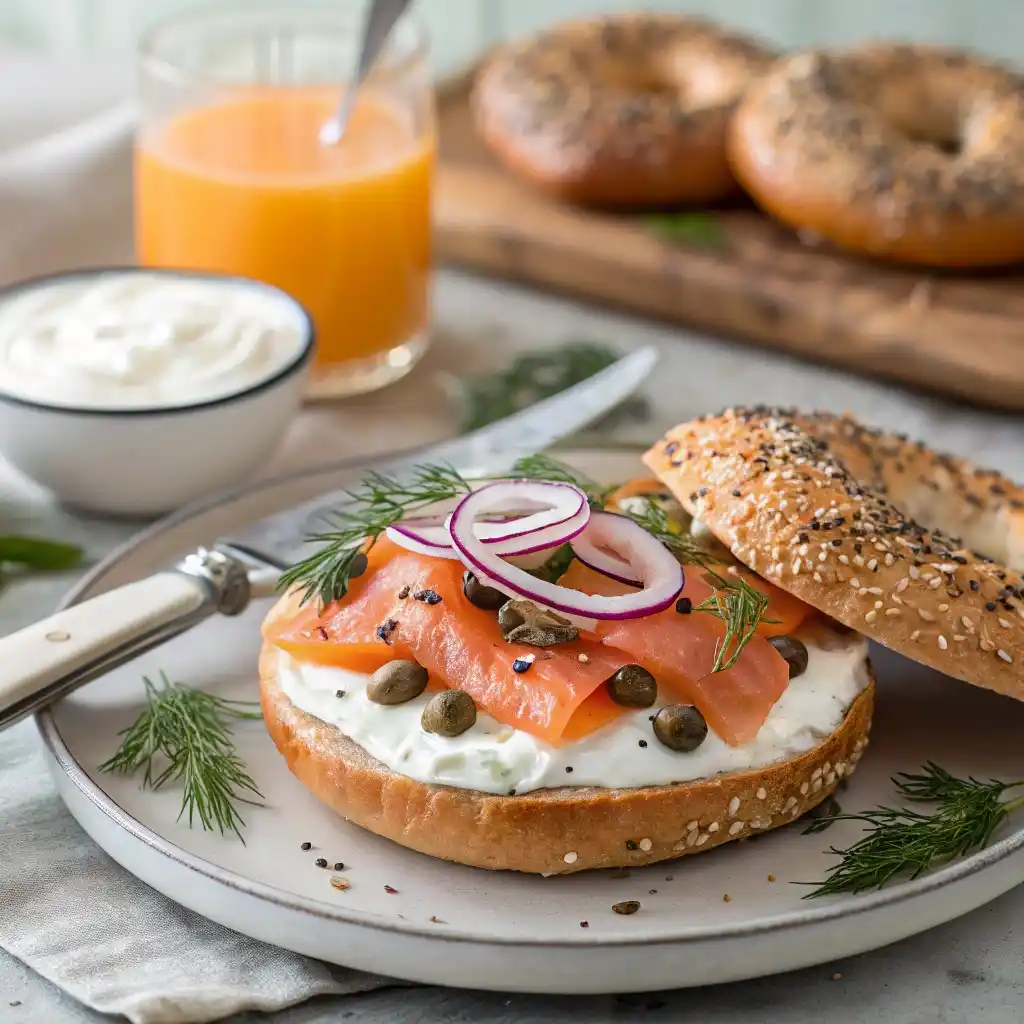 A Close Up Shot Of A Toasted Everything Bagel Gene
