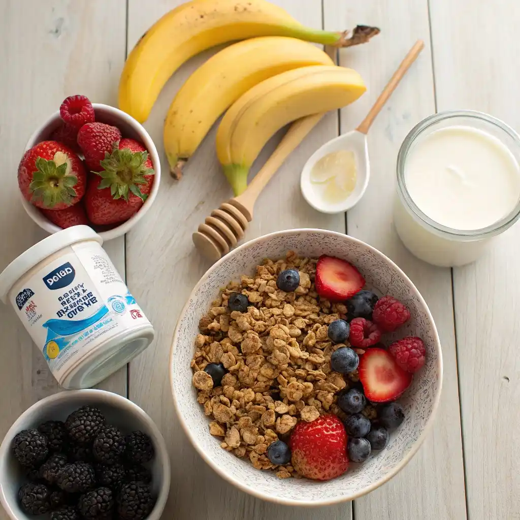 A Flat Lay Of Fresh Ingredients For Milk Vs Yogur