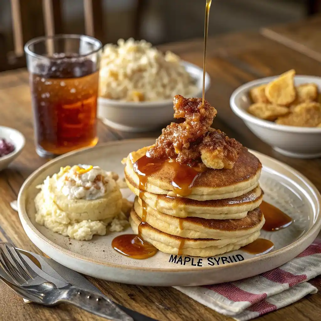 A Plate Of Golden Brown Buttermilk Pancakes Stacke