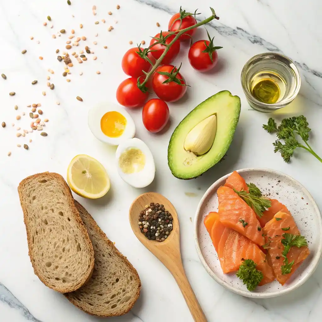 A Well Arranged Flat Lay Of Fresh Ingredients For