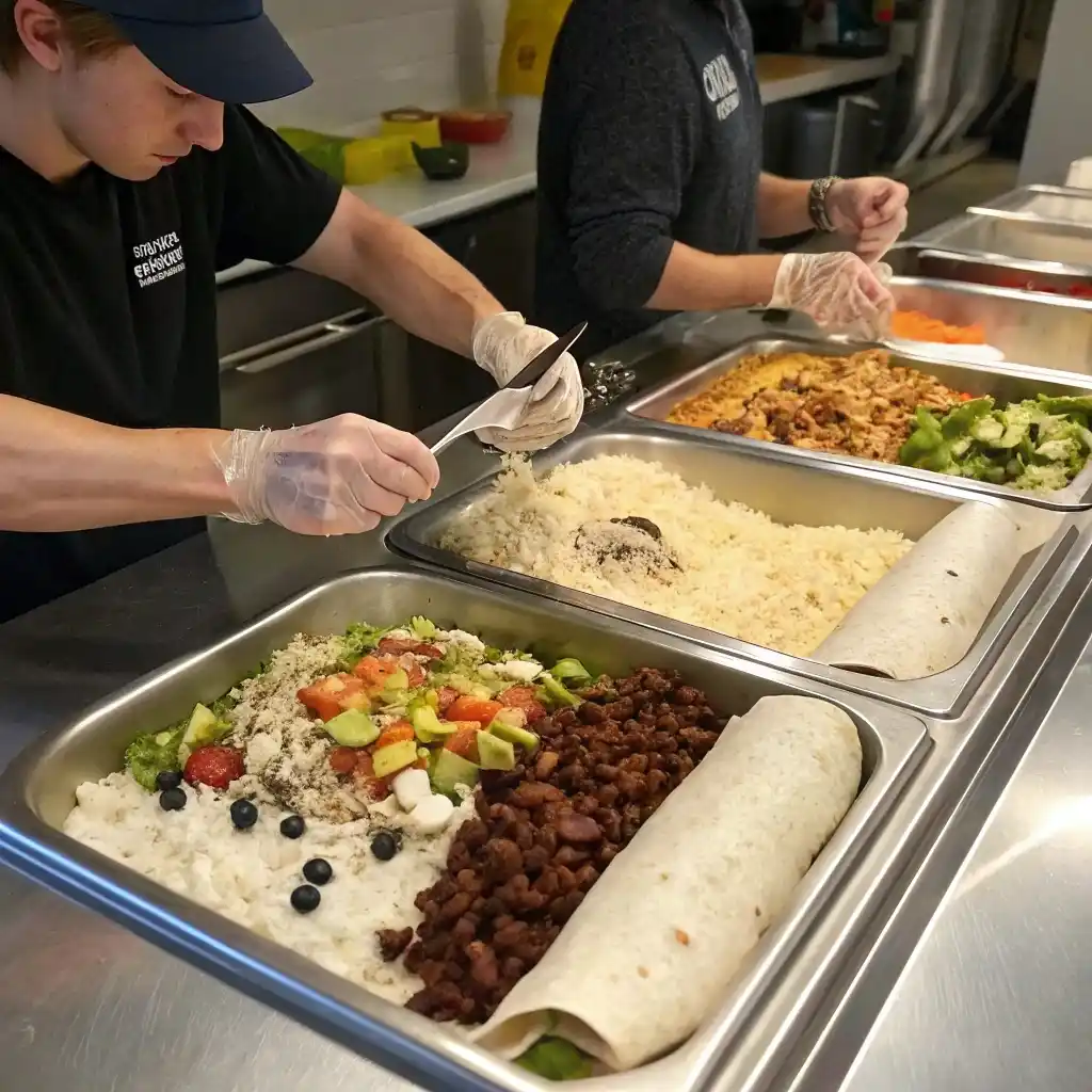 Two Burritos Being Made Side By Side One At Freebi