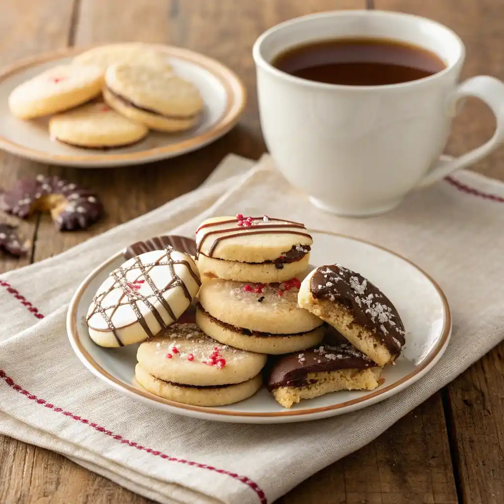 A Beautifully Styled Plate Of Pressed Cookies Serv