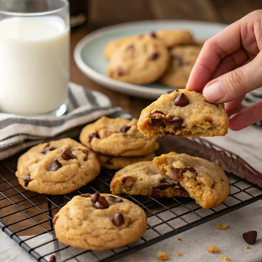  A Close Up Of A Batch Of Warm Chocolate Chip Drop