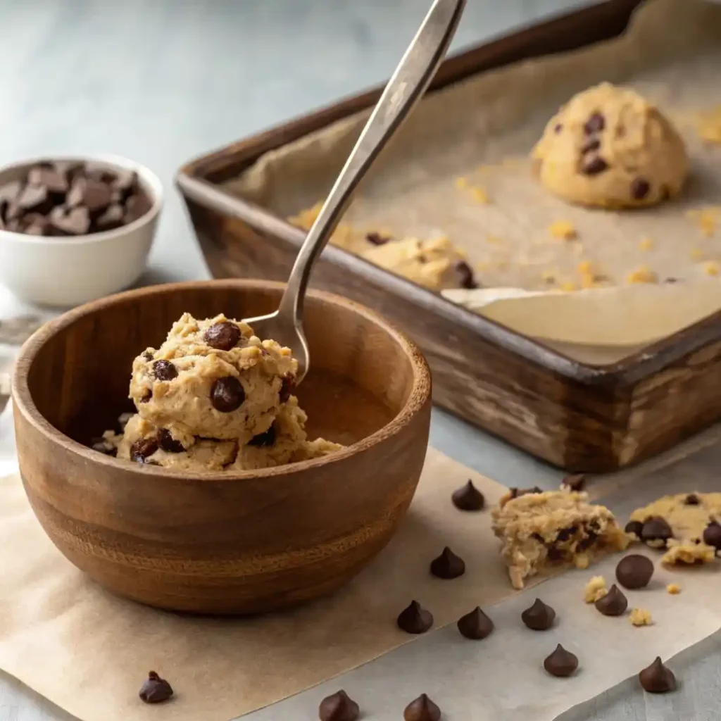 A Close Up Shot Of Freshly Mixed Drop Cookie Dough