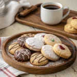 A Plate Of Fully Baked Molded Cookies Some Dusted